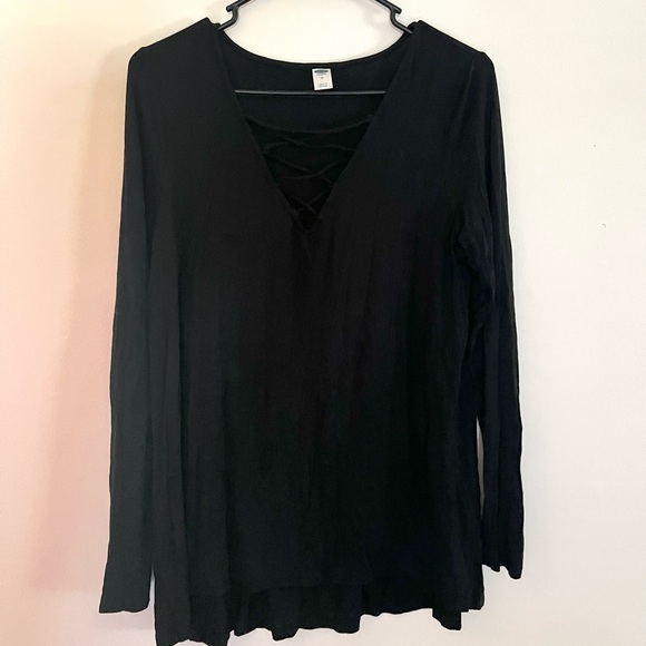 Old Navy Lace Up Women’s Top Medium Black - Picture 2 of 6